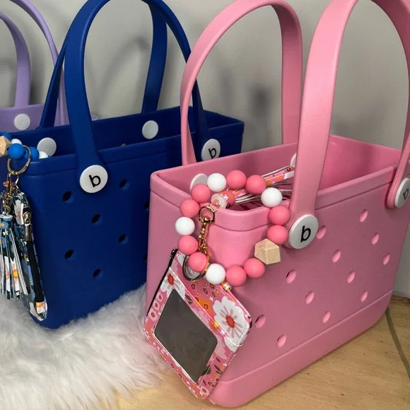 New! New! EVA Waterproof Bogg /Croc Style -Tote bag -Bitty Size -light pink - Picture 2 of 5